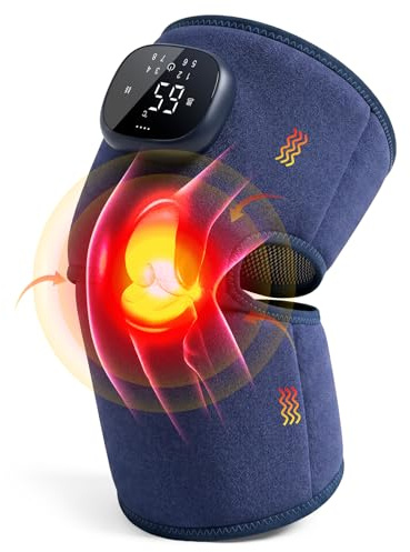 Sgakgu Knee Massager with 5 Levels of Heating and 8 Vibration Modes | Knee Brace - 3-in-1 Cordless, Suitable for Shoulder Elbow Knees Massager, Gift for Dad Mom, Single - Blue