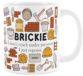 Purely Home Brickie Mug - Humorous Brick Layer Novelty Gifts for Construction Workers - Tea/Coffee Hot Drinks White Ceramic Cup Present