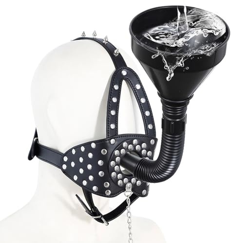 Mundknebel für Frauen Bdsm Knebel Mund Groß Urinal Mask mit Trichter Saufen Mundspreizer für Sex Sm Selfbondage Mundknebel Extreme für Bondage Fetisch Leder Maske Bdsms Spielzeug Extrem für Männer
