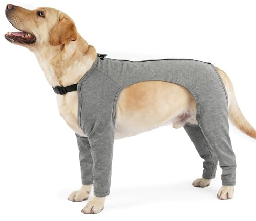Hund Body Hinterbein, Beinschutz Vorderbein Op Body Lange Beine Op Hose Hund Hinterbeine/Vorderbein Erholungsanzug Nach Operationen Verhindern Von Lecken Oder Beißen An Der Wunde(Grau, 2XL)