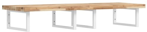 vidaXL Waschtischplatte mit Halterung, Holzplatte Waschtischkonsole Wandmontage, Waschbeckenplatte Wandkonsole Wandregal, Stahl Massivholz Akazie