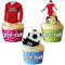 AK Giftshop PRECUT Happy Birthday Football Party Pack - Edible Cupcake Toppers/Cake Decorations Red Shirt Top (Pack of 36)