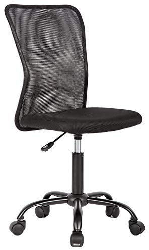 T-LoVendo Silla de Oficina o Escritorio ergonómica. Sin reposabrazos. Juvenil sin Brazos. Tela Transpirable. con Ruedas, giratoria. Negra.