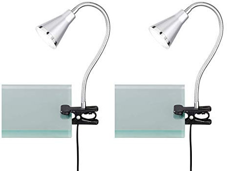2er Set Flexible LED Klemmleuchten Silber, Höhe 32cm