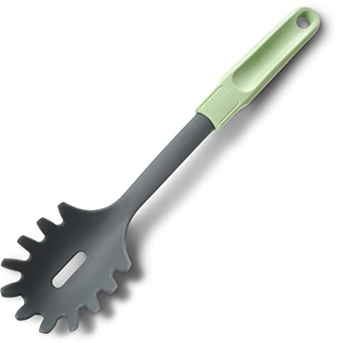 Fackelmann Spaghettilöffel 33 cm Ecolution, umweltfreundlicher Küchenhelfer mit ergonomischem Griff, nachhaltiger & hochwertiger Löffel für beschichtete Töpfe und Pfannen (Farbe: Mintgrün/Lichtgrau)