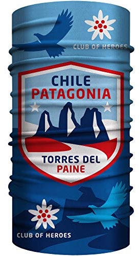 Club of Heroes Chile Patagonien Bandana/nahtloses Multifunktionstuch 25 x 50 cm aus weicher Mikrofaser/Halstuch Schlauchschal Funktionstuch/Südamerika Reiseführer Nationalpark Torres del Paine
