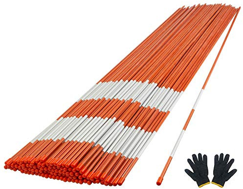 YOHEER Marcatori per vialetto, 32 paletti da neve da 5/16 con pellicola riflettente bianca, marcatori per spazzaneve, bastoncini da neve