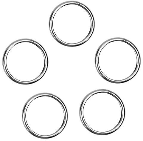 WISMURHI O - Ring Stahl, 5 Stück Edelstahl Ringe (geschweißt und poliert) - rostfreier Edelstahl | Rostschutz | robust und langlebig | silberfarbene Rundringe | Metallringe - 6x80 mm
