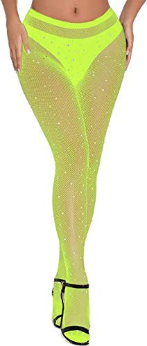 JFAN Collant Bas Résille Femme Taille Haute Élastique Brillant Cuisse Haut Bas Collants Noir 1 Paire