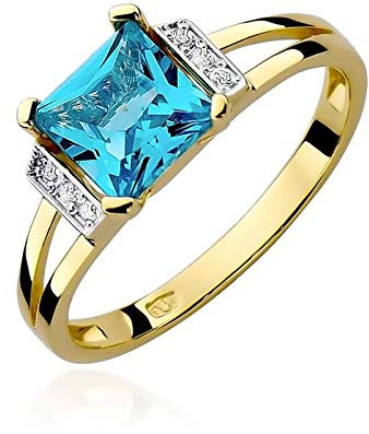 Damen Ring 585 14k Gold Gelbgold echt Topas Edelstein Diamanten Brillanten