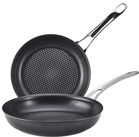 Anolon X Hybrid Antihaft-Bratpfannen-Set, 21,4 cm und 25,4 cm, Dunkelgrau
