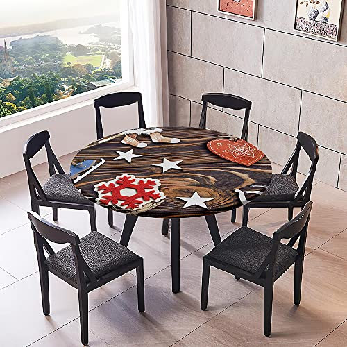 FANSU Runde Tischdecke Garten Abwaschbar, 3D Xmas Motiv Serie Polyester Fleckschutz Tischdecken Größe Wählbar für Gartentisch, Outdoor in Kiche, Haushalt & Wohnen (Weiße Sterne,Durchmesser 110cm)