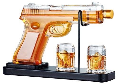Kollea 15 Oz Gun Whiskey-Karaffe und 2,0 Oz Gläser-Set, Whiskey-Spender für Schnaps, Bourbon, Whiskey-Geschenksets für Männer, Väter, Brüder, einzigartige Geschenke zum Vatertag, Geburtstag, Jahrestag