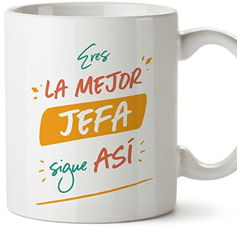 MUGFFINS Tazas para JEFA mujer - En Español - Eres el mejor sigue así! - 11 oz / 330 ml - Regalo original y divertido