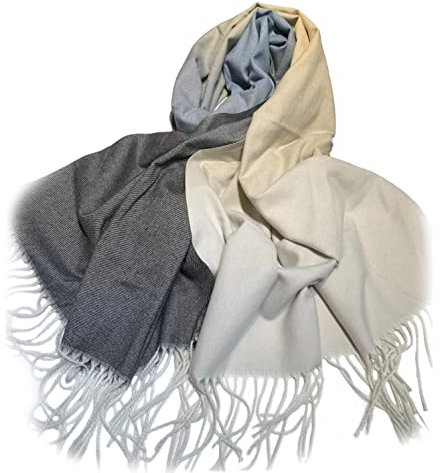 Sawekin Damen XXL Schal Halstuch/Poncho kariert quadratisch Karo schal Herbst/Winter Warmer Schal (H-Dunkelgrau-Beige)