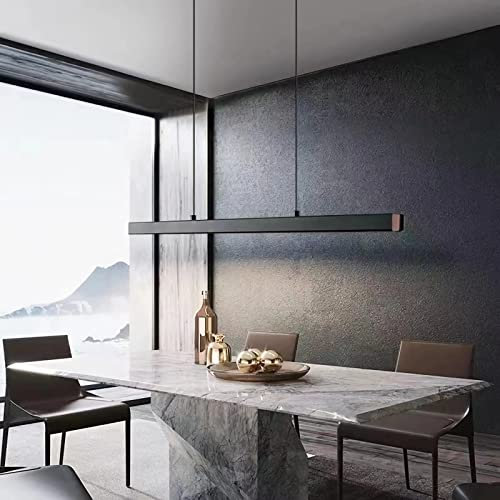 Bellastein LED Pendelleuchte für esstisch dimmbar mit pendellampe höhenverstellbar Moderne Hängeleuchte/Deckenleuchte für büro esszimmer Arbeitszimmer Wohnzimmer Küche Bar leuchte (Schwarz, L150cm)