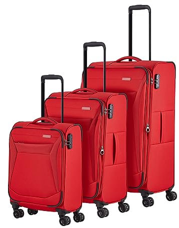 Travelite 4-Rad Koffer Set Weichschale, Größen L/M/S, Serie Chios Trolley Set in Zeitloser Optik, Handgepäck erfüllt IATA Bordgepäck Maß