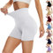 DDOBB Radlerhose Damen Kurze Shorts Sporthose Leggings Blickdicht High Waist Elastisch Unterhosen Fitness Hotpants Sommer Boxershorts(Weiß,L-XL)