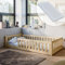 Kinderbett Bodenbett 80x160 cm Bett mit Matratze, Rausfallschutz & Lattenrost Montessori Bett Bed Gitterbett Kinder Jugendbett Einzelbett komplett Set | Natur Kiefer Holz massiv Junge Mädchen