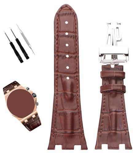 XIW Audemars Piguet AP Royal Oak Offshore-Armbanduhr 15703 15710 15400 26470 26400, 26400, 28 mm, Ersatz-Armband aus Silikon, für Damen, Braun (Braun)