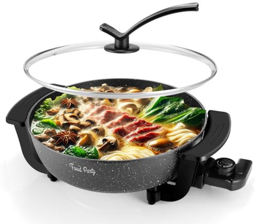 Food Party Olla Hot Pot Eléctrico 6L Paellera Electrica 38.5CM Hotpot 220V 1200W Fondue Shabu Shabu Hotpot con Tapa