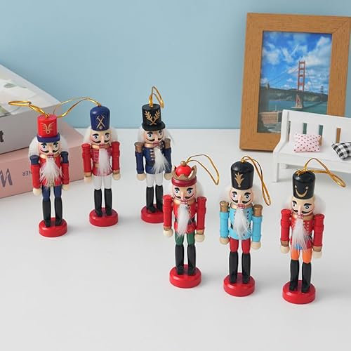 Wisplye Schiaccianoci Soldato, 6 Pezzi Schiaccianoci Decorazioni Natalizie, Ornamenti di Schiaccianoci Burattino Puppet Appendere per Festa, Regali, Vacanza, Casa, Albero di Natale