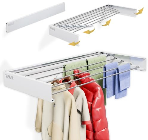 NEDOLUS Tendedero Plegable y Extensible para Interior o Exterior - 100cm con 6 Varillas de Aluminio