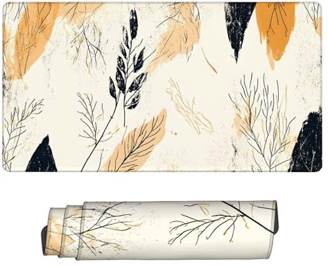 Yellow Mouse Pad Extended Large Mouse Mat Leaves Desk Mat Soft Smooth Surface and Anti-Slip Rubber Base Waterproof Soft Cloth with Office Accessories,Improved Precision and Speed 31.5x15.7 inch H2-100