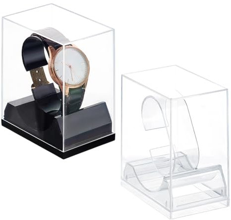 PH PandaHall 2 Colori Espositore Orologio Singolo Scatola Espositore per Orologi, Espositore per Braccialetti in Acrilico Custodia per Orologi Espositore per Orologi Da Uomo