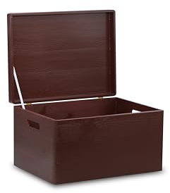 Pinus - Holzkiste mit Deckel 40x30x23 cm, Box mit Griffe, Stabiles Holzbox mit Deckel, Schatztruhe aus Holz mit Klappverschluss, Holzschachtel mit Deckel, Aufbewahrungsbox - Braun