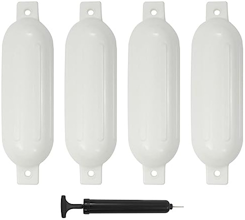 Mangloder båtfender set om 4 vita 51 x 14 cm PVC vattensport båttillbehör skydd för vattenfordon, lämplig för kajak, kanot, yacht, gummibåt och fiskebåtar, hållbara och robusta