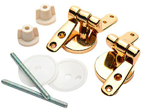 Merriway BH05718 Wooden Toilet Seat Hinge Pair, Brassed Steel