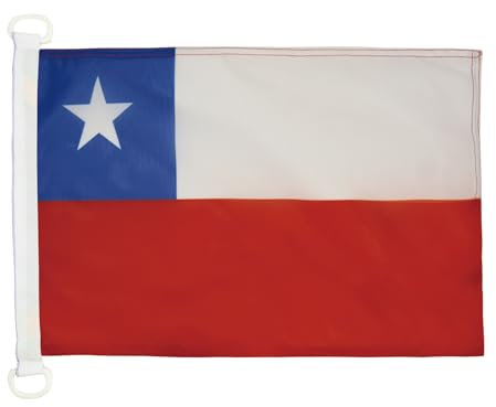 AZ FLAG Bandera Nautica de Chile 45x30 cm - Pabellón de Conveniencia Chilena 30 x 45 Cm, Bandera de Barco con anillas