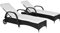 Outsunny Sonnenliege Gartenliege Tisch 3er-Set Gartenmöbel, Polyrattan+Metall Schwarz+Cremeweiß