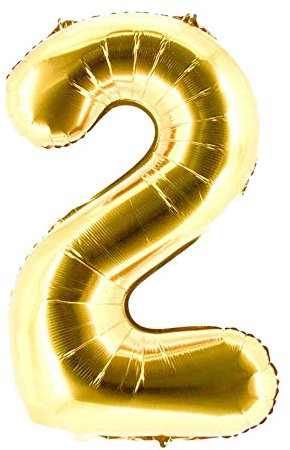 Party Factory XXL Folienballon Zahl 2, Luftballon 100cm, gold, Geburtstag, Abi, Jubiläum, Party Ballon, Heliumballon, Deko