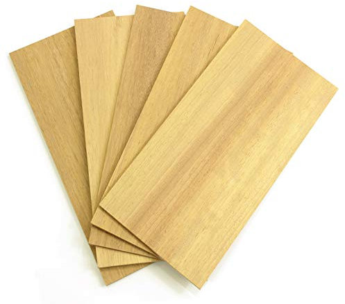 wodewa Holz Furnier Set 2mm Starkfurnier Iroko 15x14cm 5er Set Sägefurnier Bastelholz Platten Echtholz Holzfurnier zum Basteln Holzplatte Bastelset Modellbau DIY