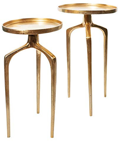 Riess Ambiente Elegantes 2er Set Beistelltische Abstract 59cm Gold Shabby Chic Sofatische Wohnzimmertische Nachttische Tisch Set