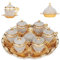 Alisveristime 27 Pc Ottoman Turkish Greek Arabic Coffee Espresso Serving Cup Saucer Crystal Set (Gelincik) - Handcrafted Traditional Set with Hilal Motifs (Gold)