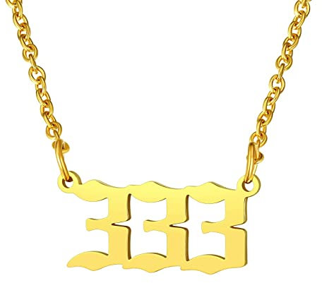 FindChic goldener Engelszahl Anhänger 333 Damen Mädchen Nummer Charm Anhänger Halskette Freundschaftskette Partnerkette