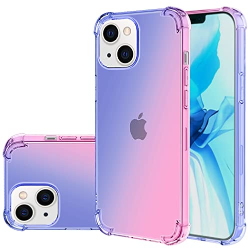 Gufuwo Case for iPhone 13 Mini Cute Case Girls, Gradient Slim Anti Scratch Soft TPU Phone Cover Shockproof Protective Case for iPhone 13 Mini 5.4 inch (Blue/Pink)