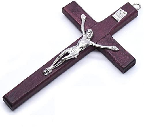 Luxylei Holzwandkreuz Jesus Katholische Handgefertigte Plaque Wandkreuz Hängende Wandkruzifix Loch Für Home Church Wanddekoration