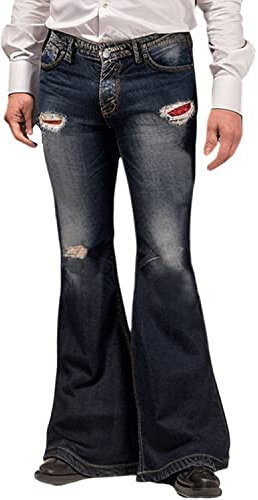 Herren Casual Retro Party 60er 70er Flares Stretch Fit Classic Trend Flares Disco Jeans, 2097navy, X-Groß