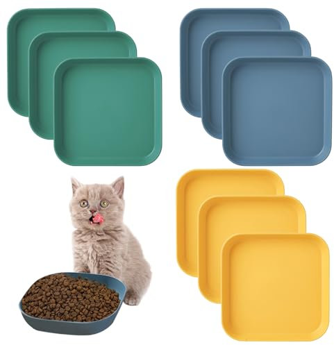 HOMURY Lot de 9 gamelles pour Chat : gamelles pour Chat - Assiette carrée Plate pour Chat - Gamelle pour Chat - Gamelle pour Petits Chats - Gamelle pour Nourriture sèche et Humide