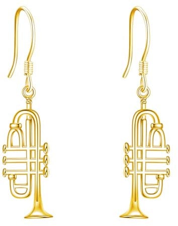 ONEFINITY Trompete Ohrringe 925 Sterling Silber vergoldet Trompete Instrument Ohrringe Musik Trompete Schmuck für Damen