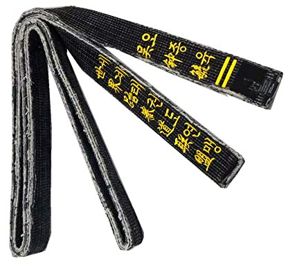 TANZEQI Schwarzer Gürtel für Kampfsport, Taekwondo, Karate, Moodukkwan, personalisierbar, Name, Vintage, Waschgürtel, Schwarz, 360cm