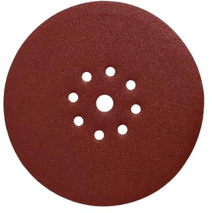 Woltersberger® 10 Stück Schleifscheiben Ø 225mm | Körnung P220 | 8 Loch in rot | Schleifpapier Trockenbauschleifer Langhalsschleifer Schleifgiraffe Deckenschleifer
