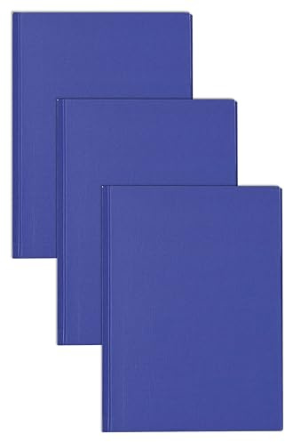 nu: Notebooks - A4 Casebound Manuscript - Office Range - A4 Notebook - Stationery Notebooks - Writing Pad - 96 sheets,Blue - Multipack of 3
