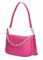 Made in Italy Damen Leder Tasche Pochette mit Kette Schultertasche Handtasche City Bag Umhängetasche Clutch Ledertasche Bodybag Schmucktasche Crossbody Cross-Over Pink