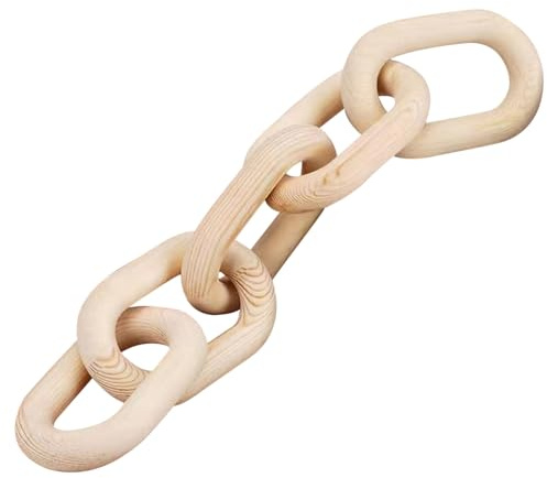 Packool Wood Chain Link Decor, Wooden Chain for Coffee Table, Wooden Sculpture Accent, 5-Link Book Shelf Ornament for Modern Living Room & Office, 54 x 15 x 2.4 cm (21.3 x 5.9 x 0.9 in)