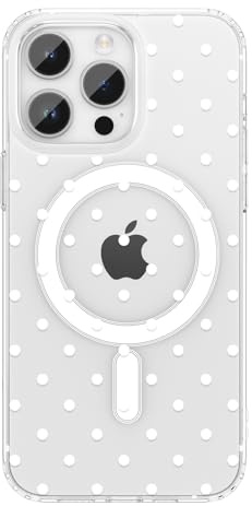 ZTOFERA Magnetic Clear Case for iPhone 13 Pro (6.1), White Dots | Compatible with MagSafe, Cute Polka Dot Pattern, Anti-Yellowing, Soft TPU Shockproof Phone Cover